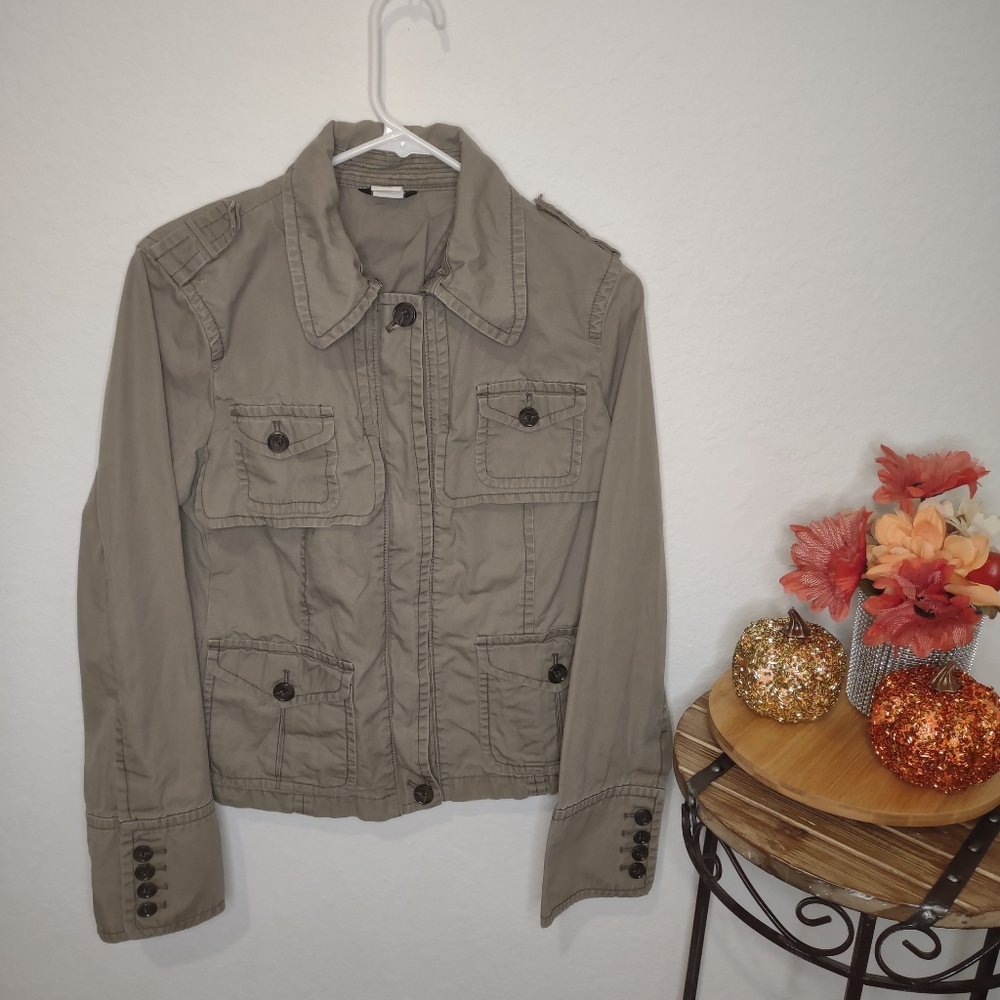J Crew Army Green Zip Up Jacket Size 12
